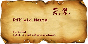 Rövid Netta névjegykártya